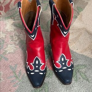 Stylish Red and Blue Western Boots